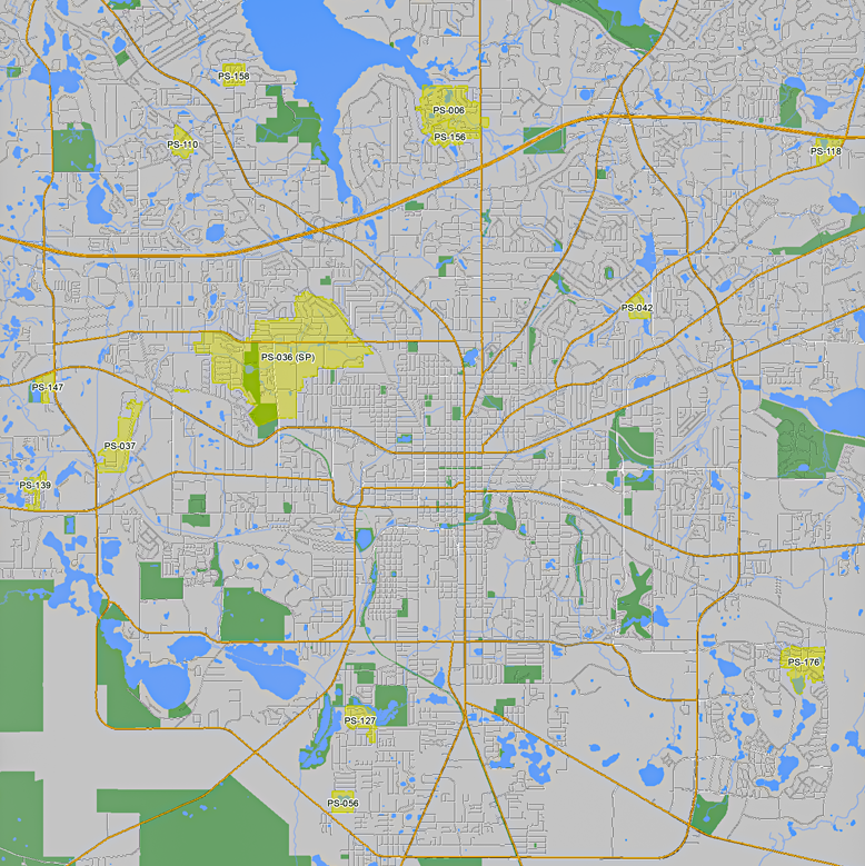 map of all of the testing sites